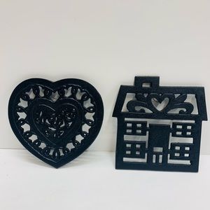 Cast Iron Trivet Ornate Heart Kitchen Decor Hot Pot Stand